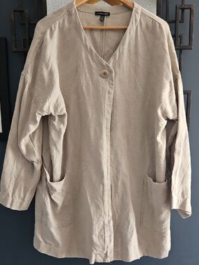 Eileen Fisher 100% Linen Jacket Shacket Summer Size XL